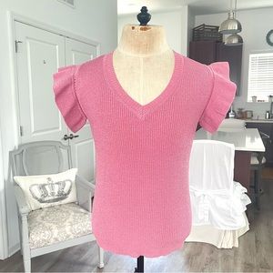 Studio F Knitted Ruffle Sleeve Top